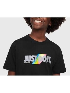 Nike Child Black T-Shirt Art FN9556 010 Just Do It Size L